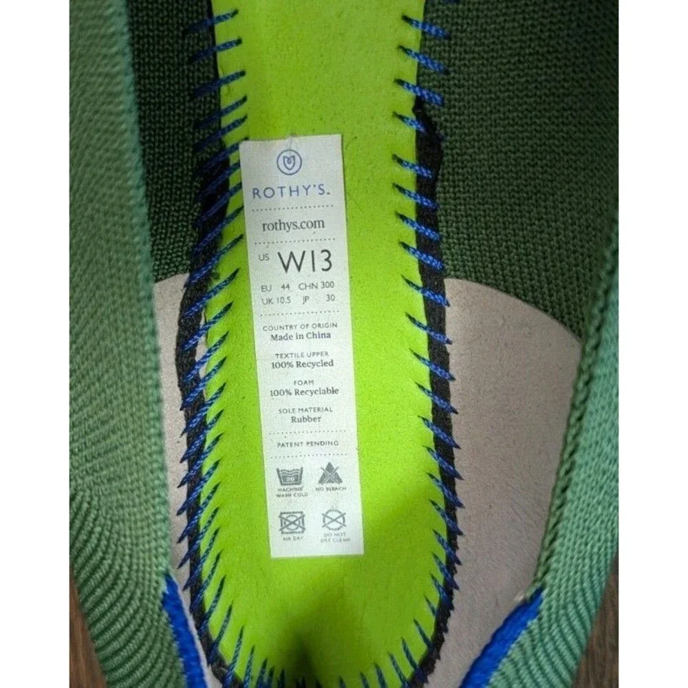 Rothy's The Point Womens Size 13W Green Washable Flats Brand New Without Insoles